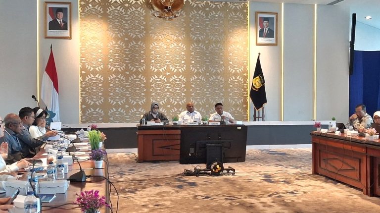 Gubernur Papua, Mathius Fakhiri didampingi Plt. Sekda Papua, L. Christian Sohilait saat menerima kunjungan Komisi IX DPR RI di Ruang Lukmen 2 Kantor Gubernur Papua, Rabu (10/12/25)